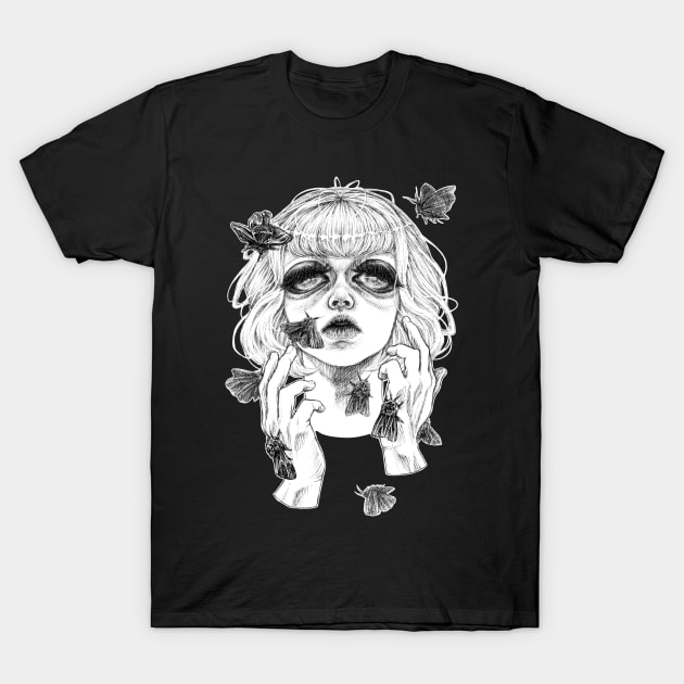 Moth Girl T-Shirt by Faded Iris